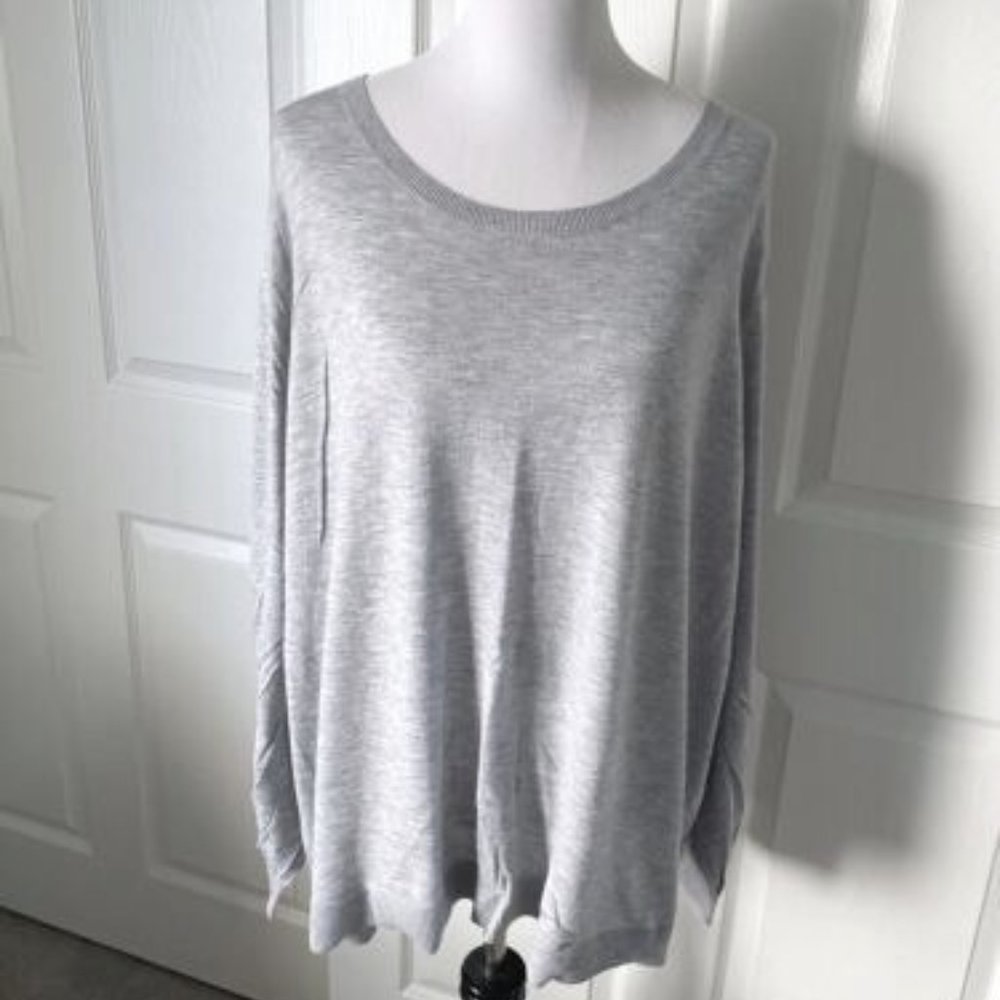 NWT - Nordstrom - Sejour - 3x Grey Heather Soft Scoopneck Lightweight Sweater